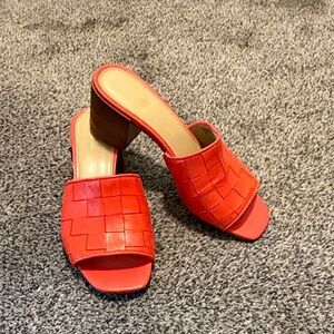 MICHAEL Michael Kors Red Woven Block Heel Mules